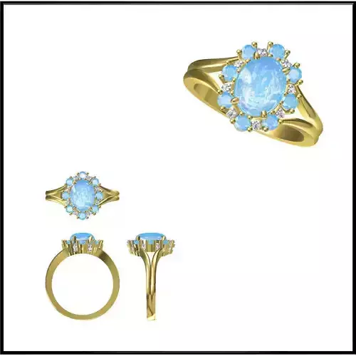 JCD Format Coloured gem engagement rings 3d jewelry files