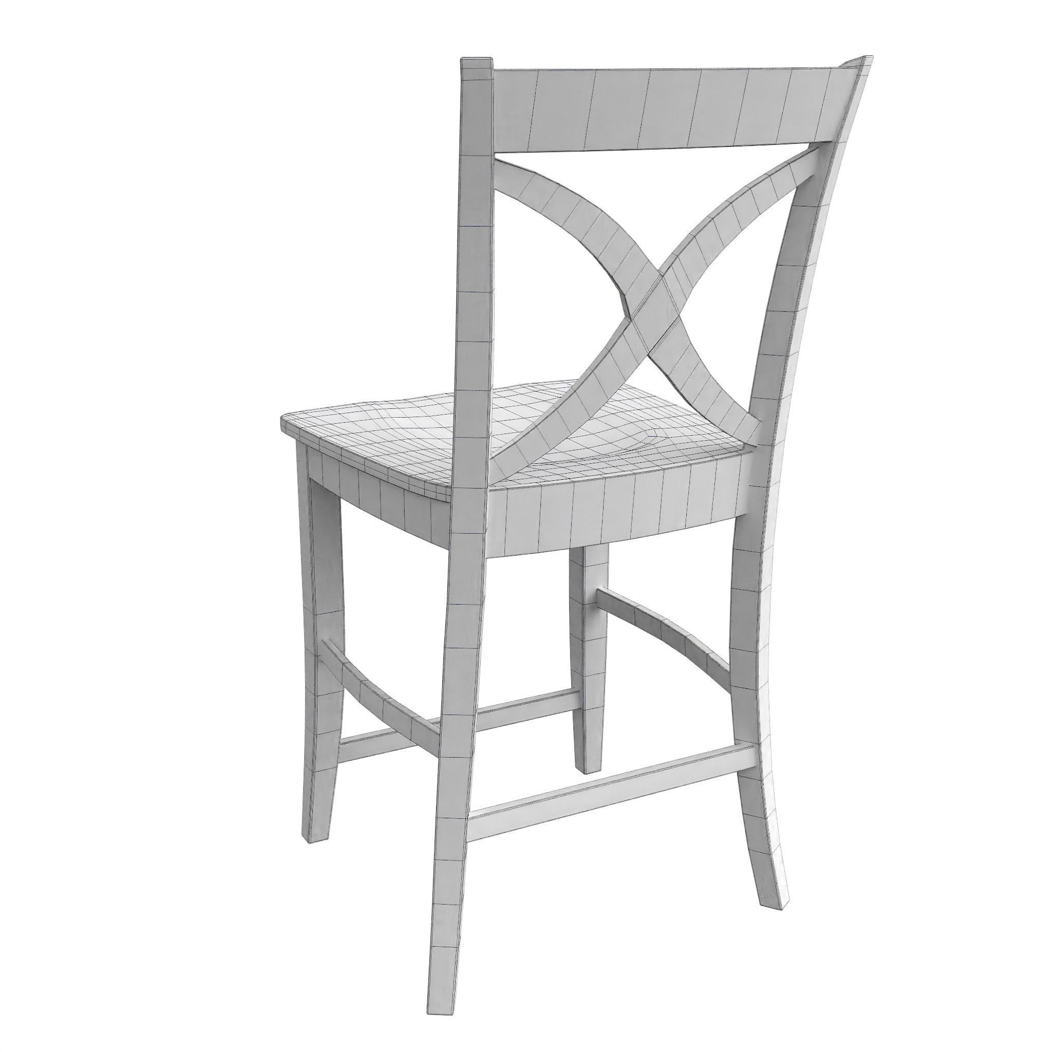 Chair08 bar stool with cross back Low-poly 3D model_6