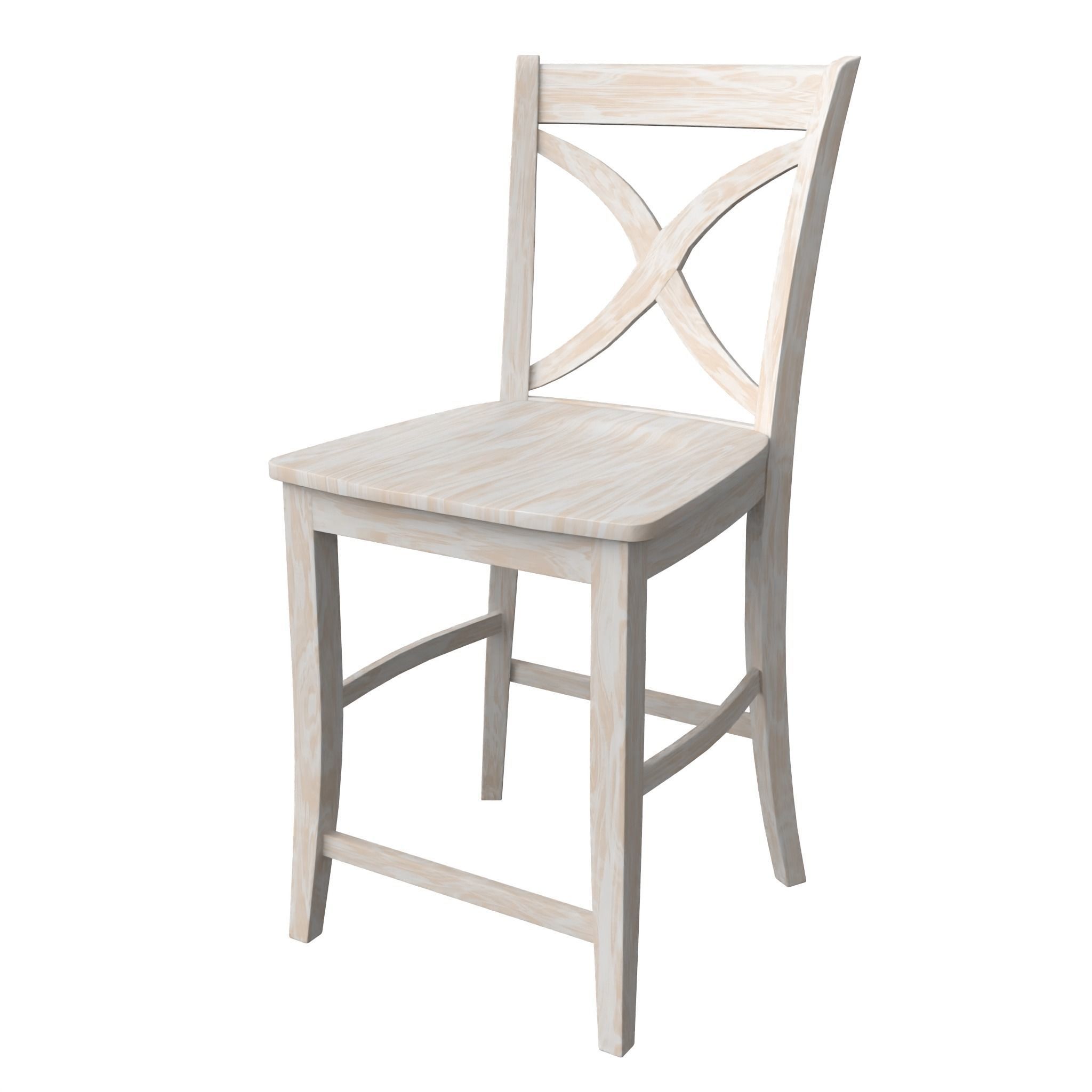 Chair08 bar stool with cross back Low-poly 3D model_9