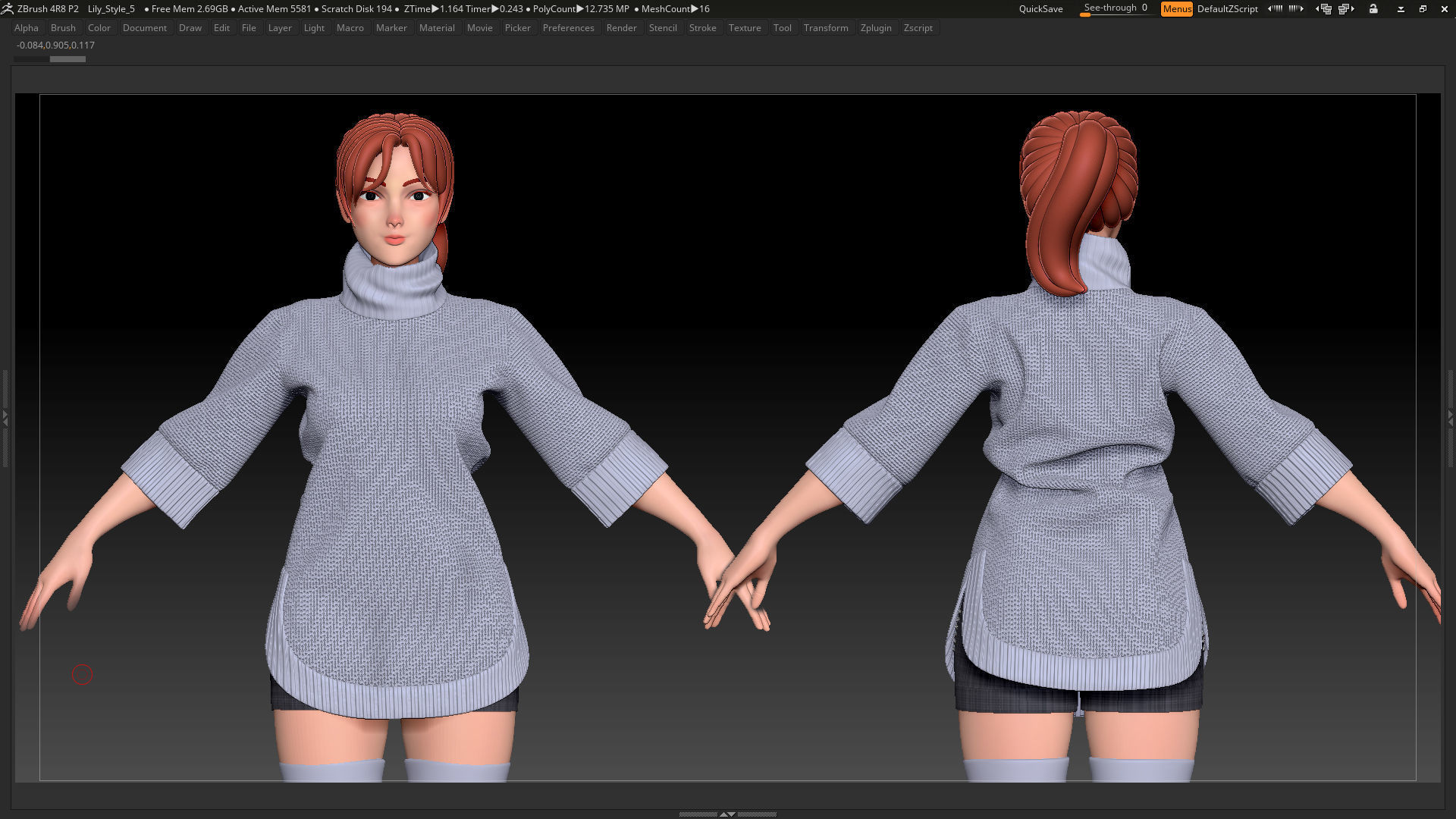 ZBrush Stylized Character Female Base Mesh No18 Style 5 3D model_1