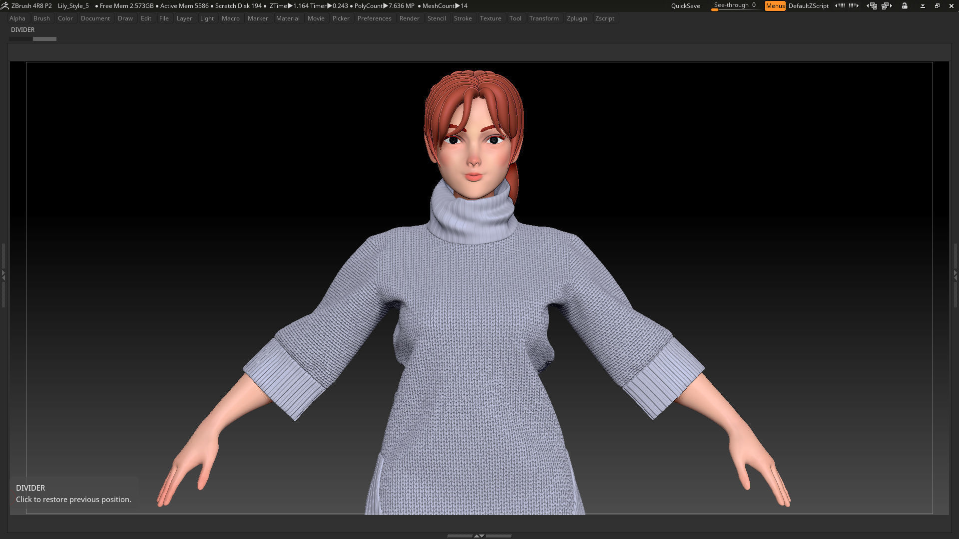 ZBrush Stylized Character Female Base Mesh No18 Style 5 3D model_3