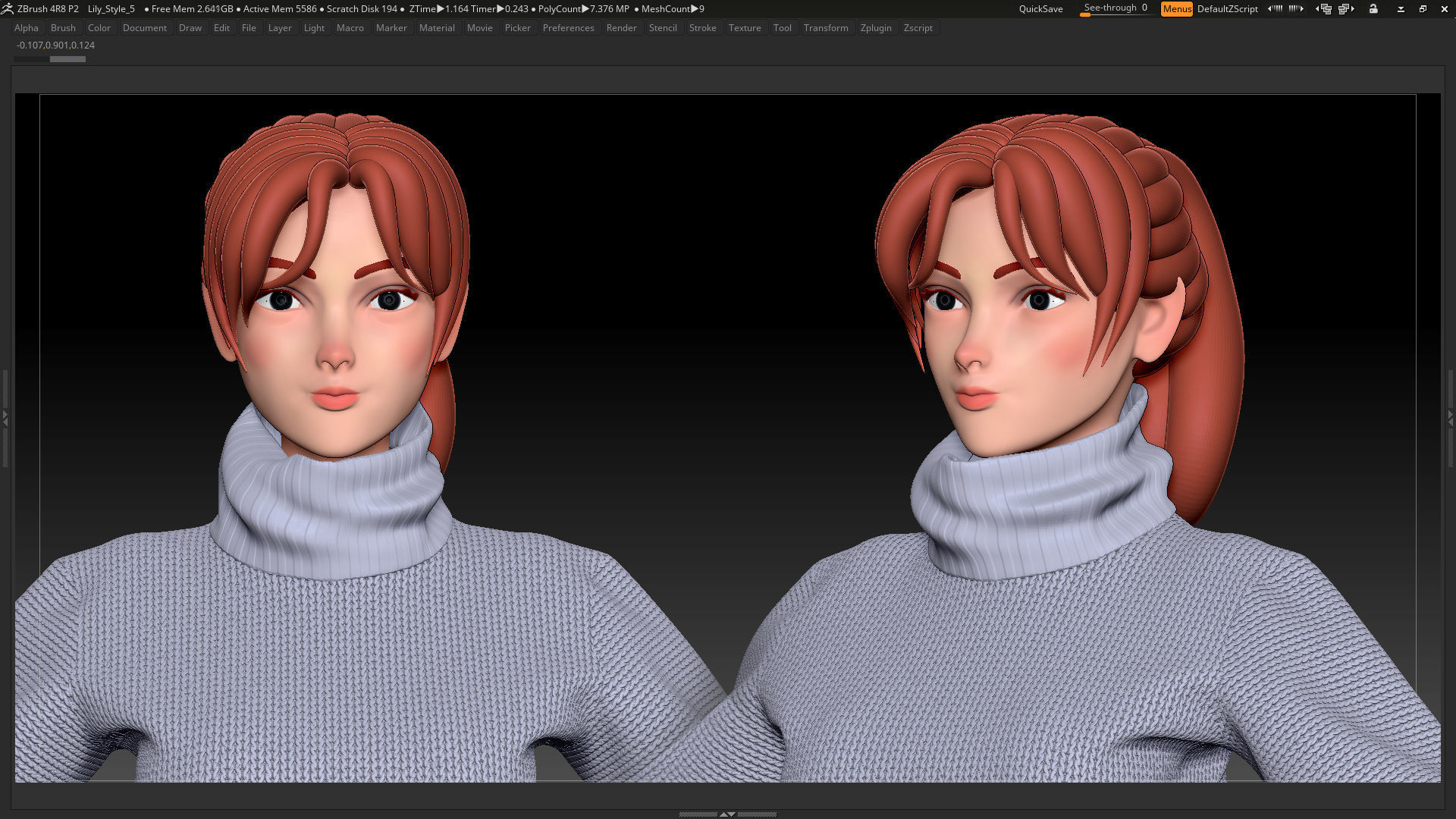 ZBrush Stylized Character Female Base Mesh No18 Style 5 3D model_2