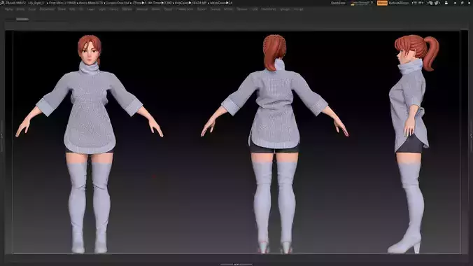ZBrush Stylized Character Female Base Mesh No18 Style 5 3D model ZBrush Stylized Character Female Base Mesh No18 Style 5 3D model
