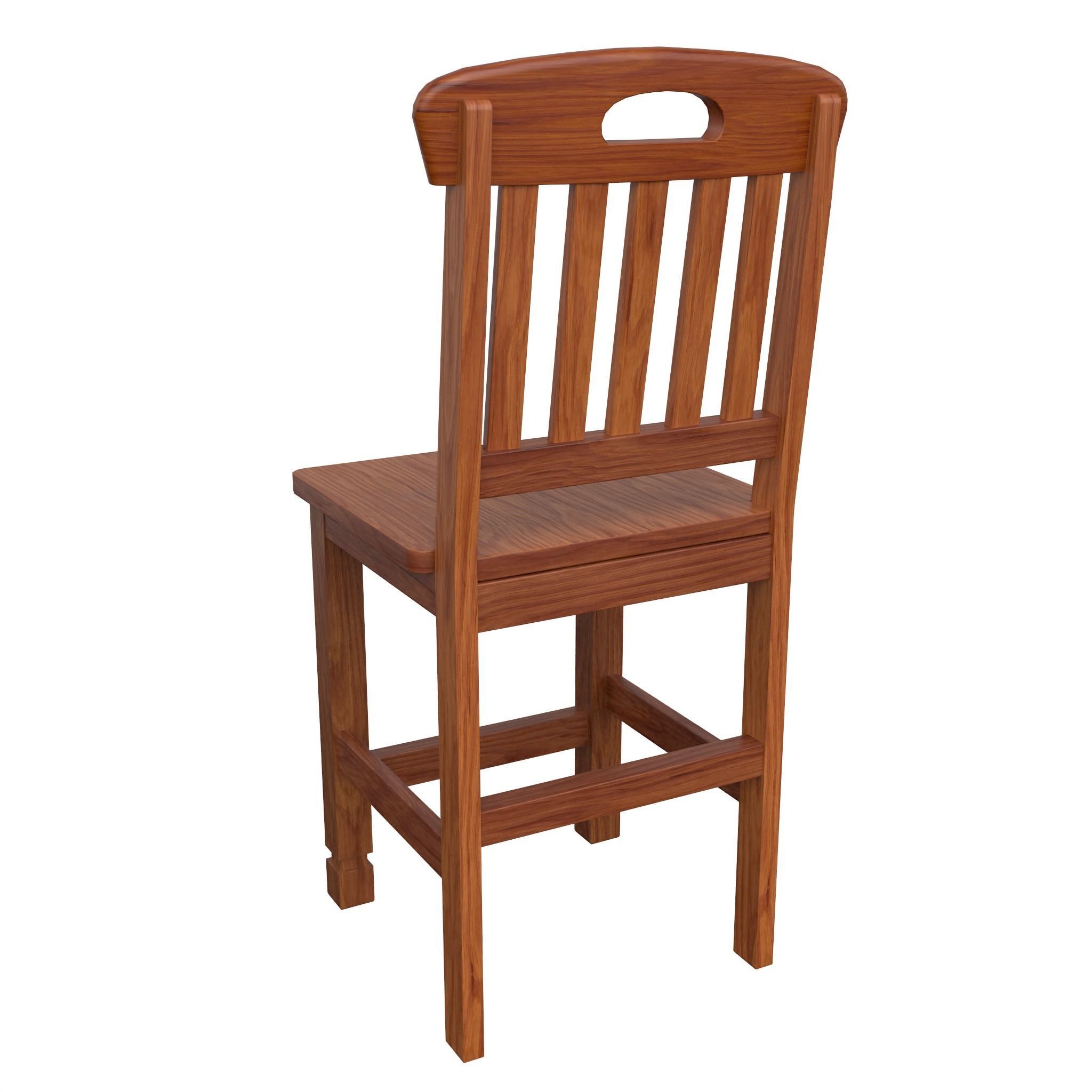 Chair-12 wooden dining chair - Low-poly 3D model_6