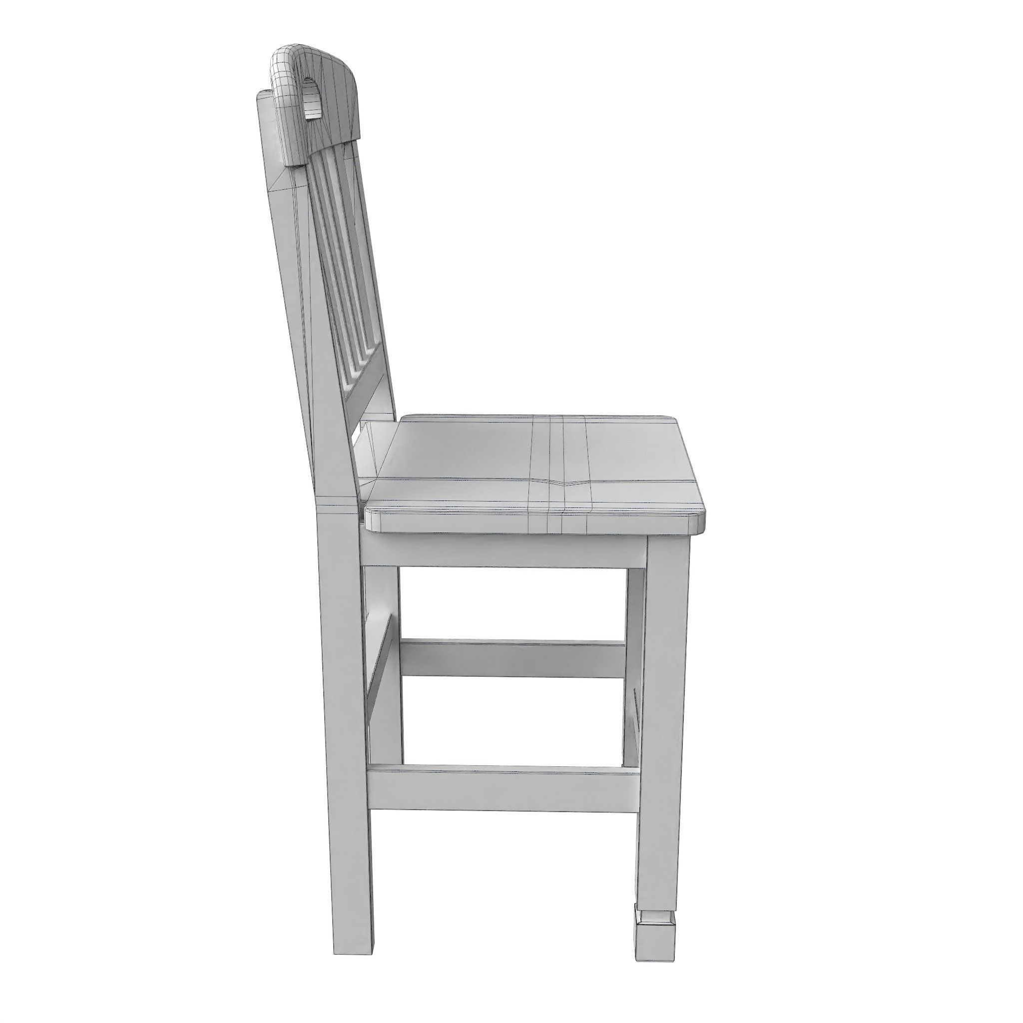 Chair-12 wooden dining chair - Low-poly 3D model_4