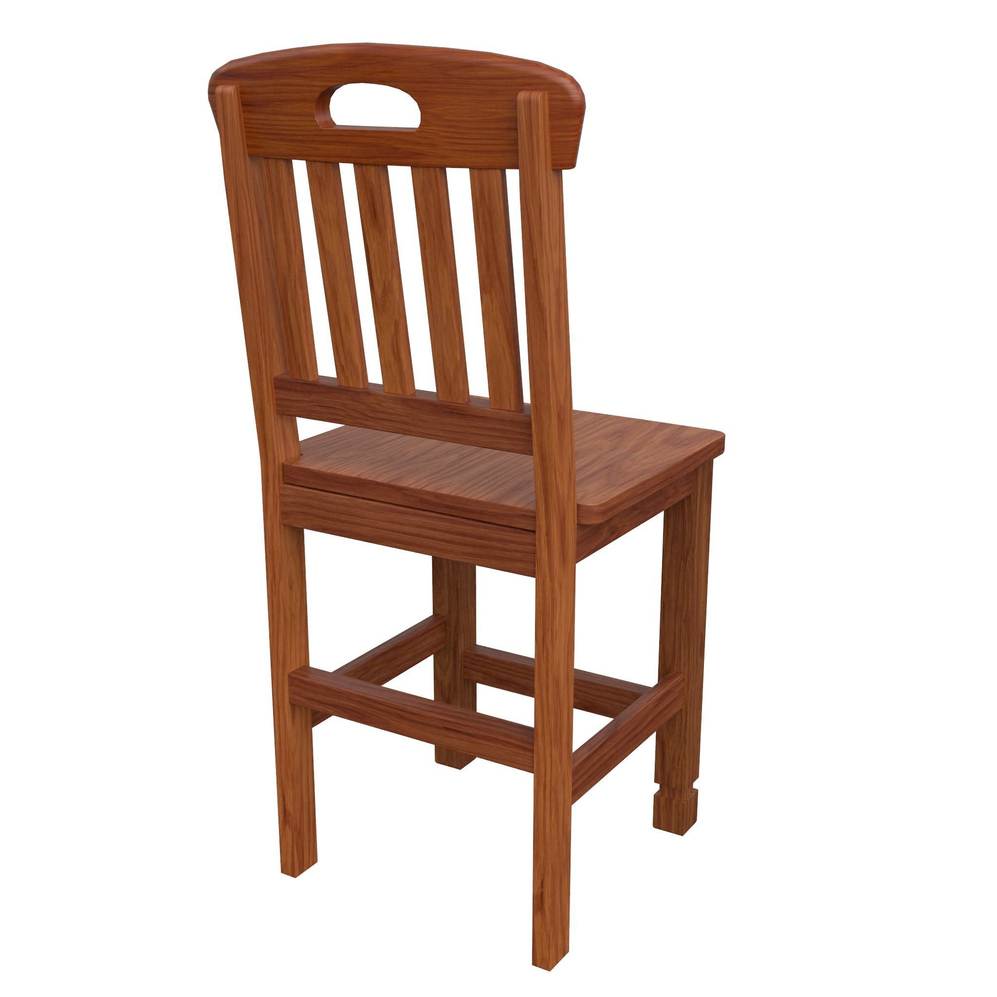 Chair-12 wooden dining chair - Low-poly 3D model_5