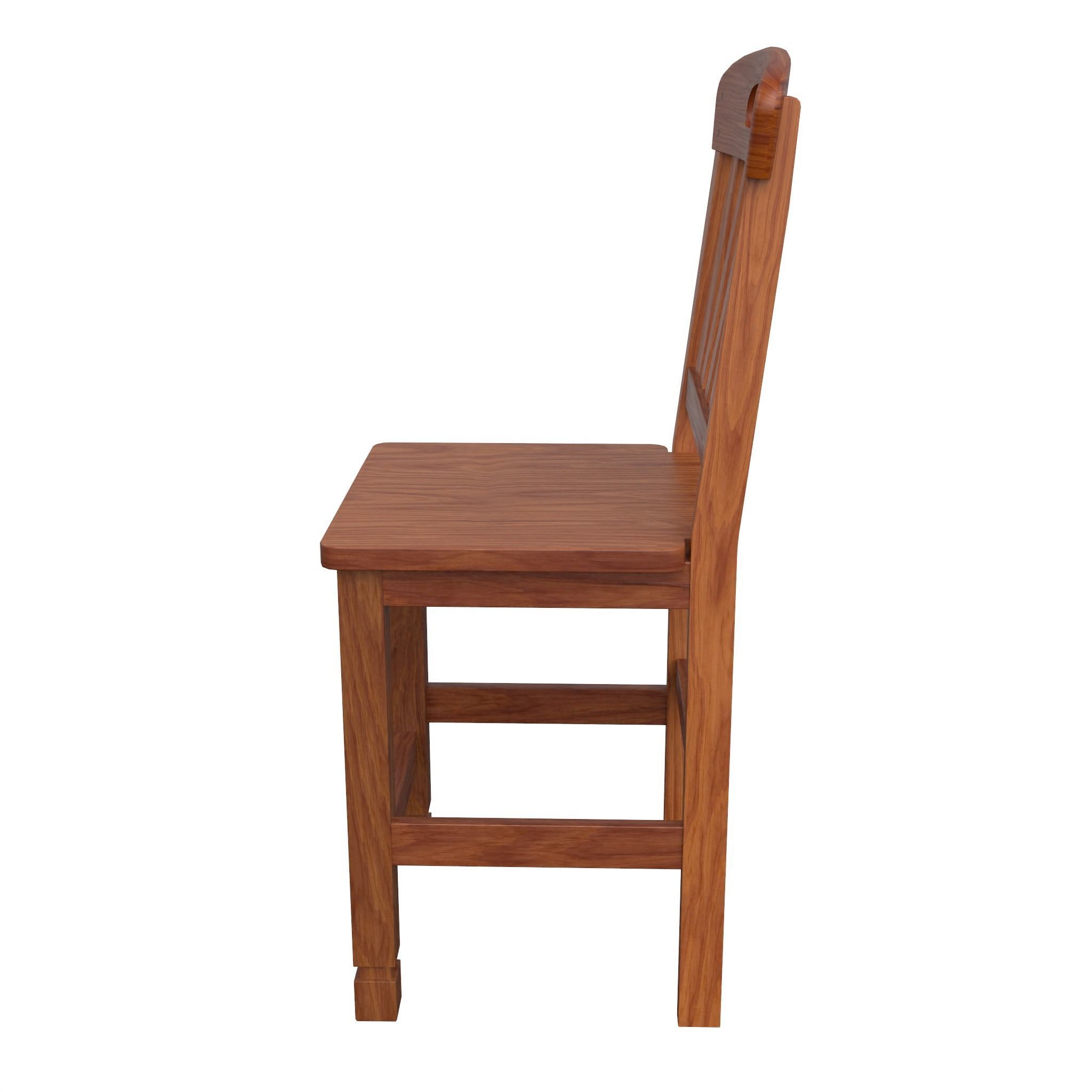 Chair-12 wooden dining chair - Low-poly 3D model_8