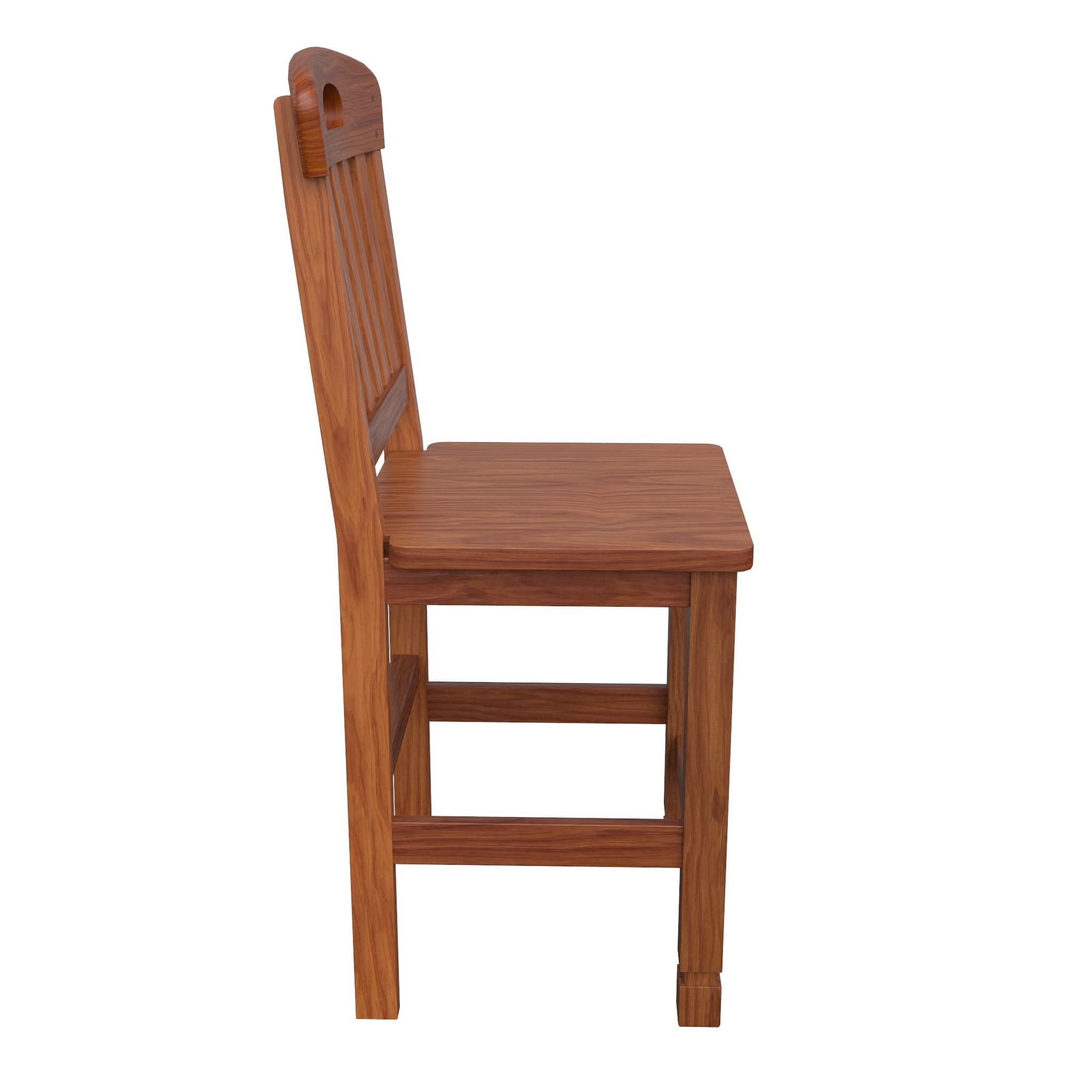 Chair-12 wooden dining chair - Low-poly 3D model_3