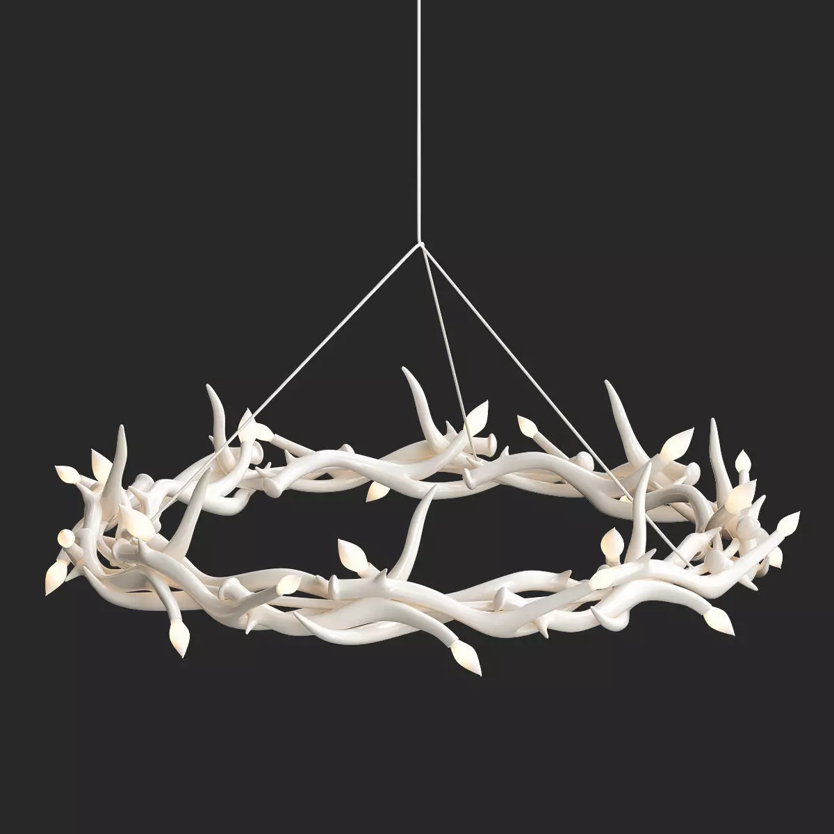 Superordinate Antlers chandelier 27 antlers ring white 3D model