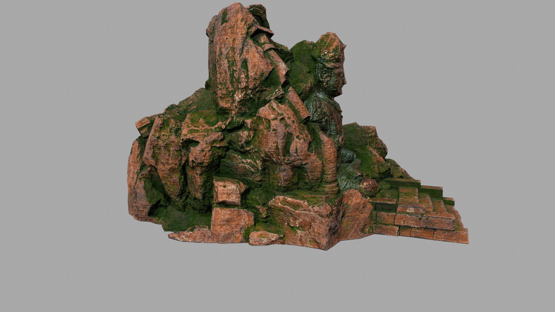 buda 1 statue of buddha on rock Low-poly 3D model_3
