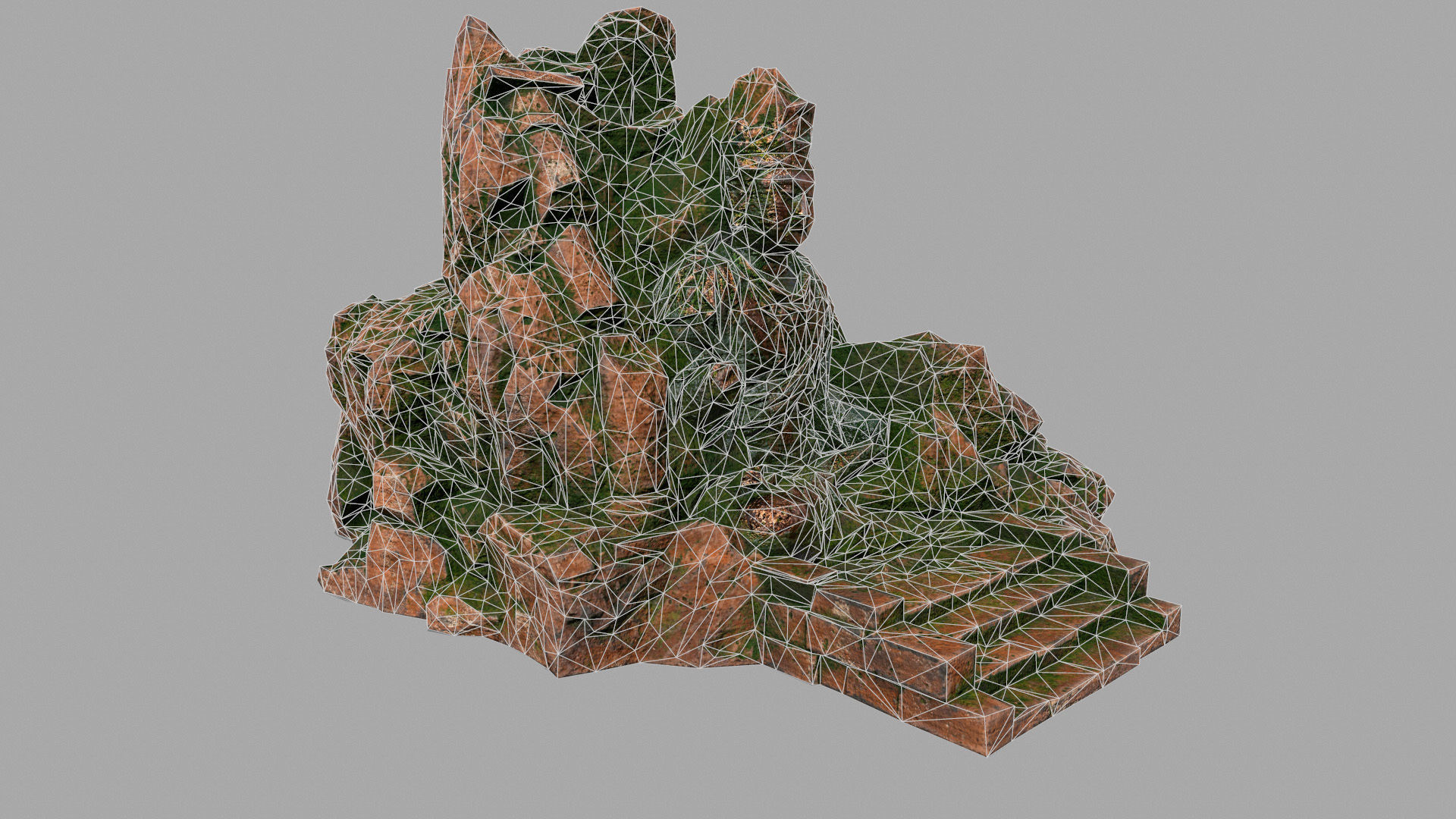 buda 1 statue of buddha on rock Low-poly 3D model_9