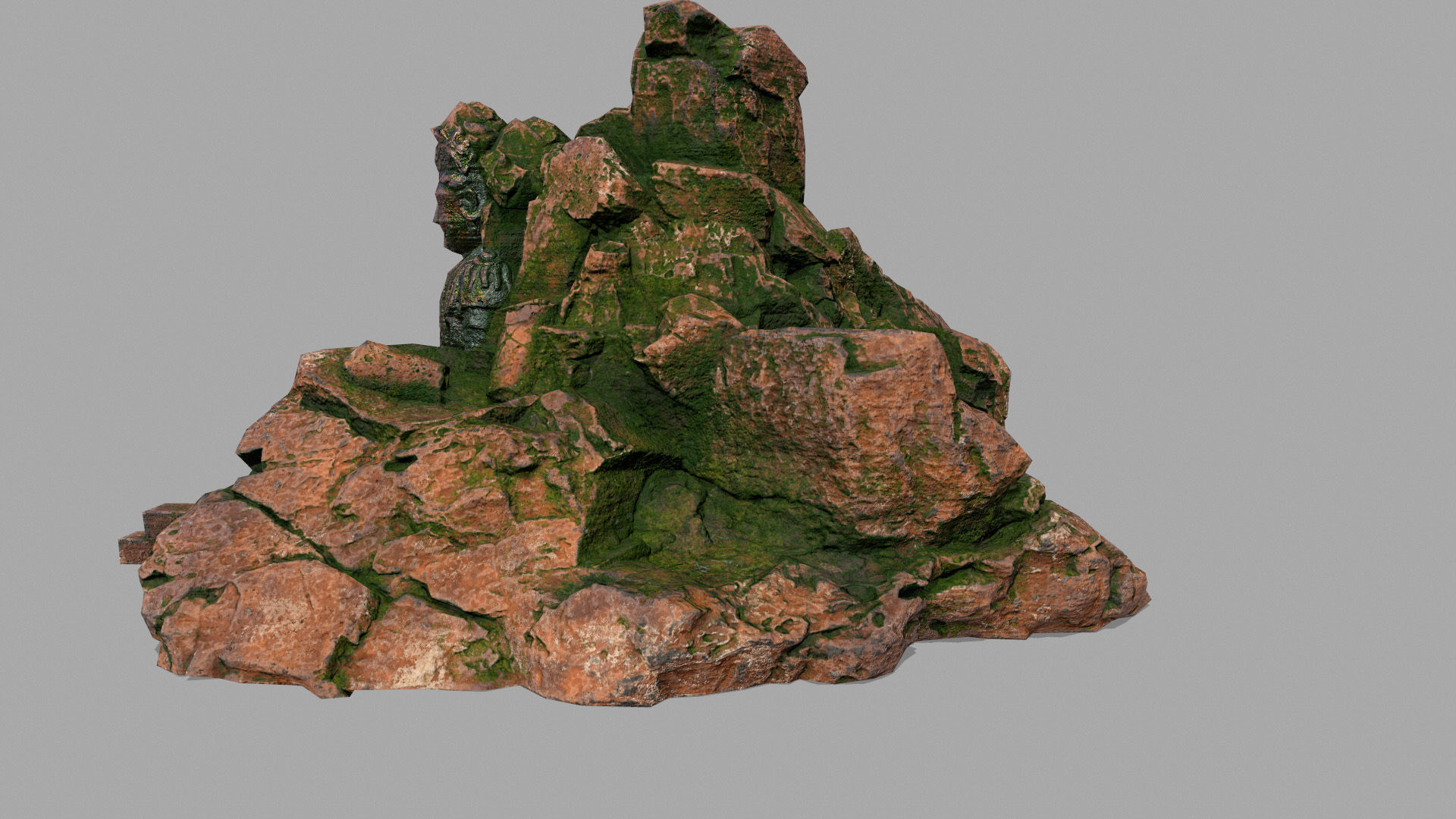 buda 1 statue of buddha on rock Low-poly 3D model_2