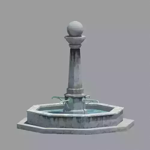 Plain and simple stone city fountain Low-poly 3D model