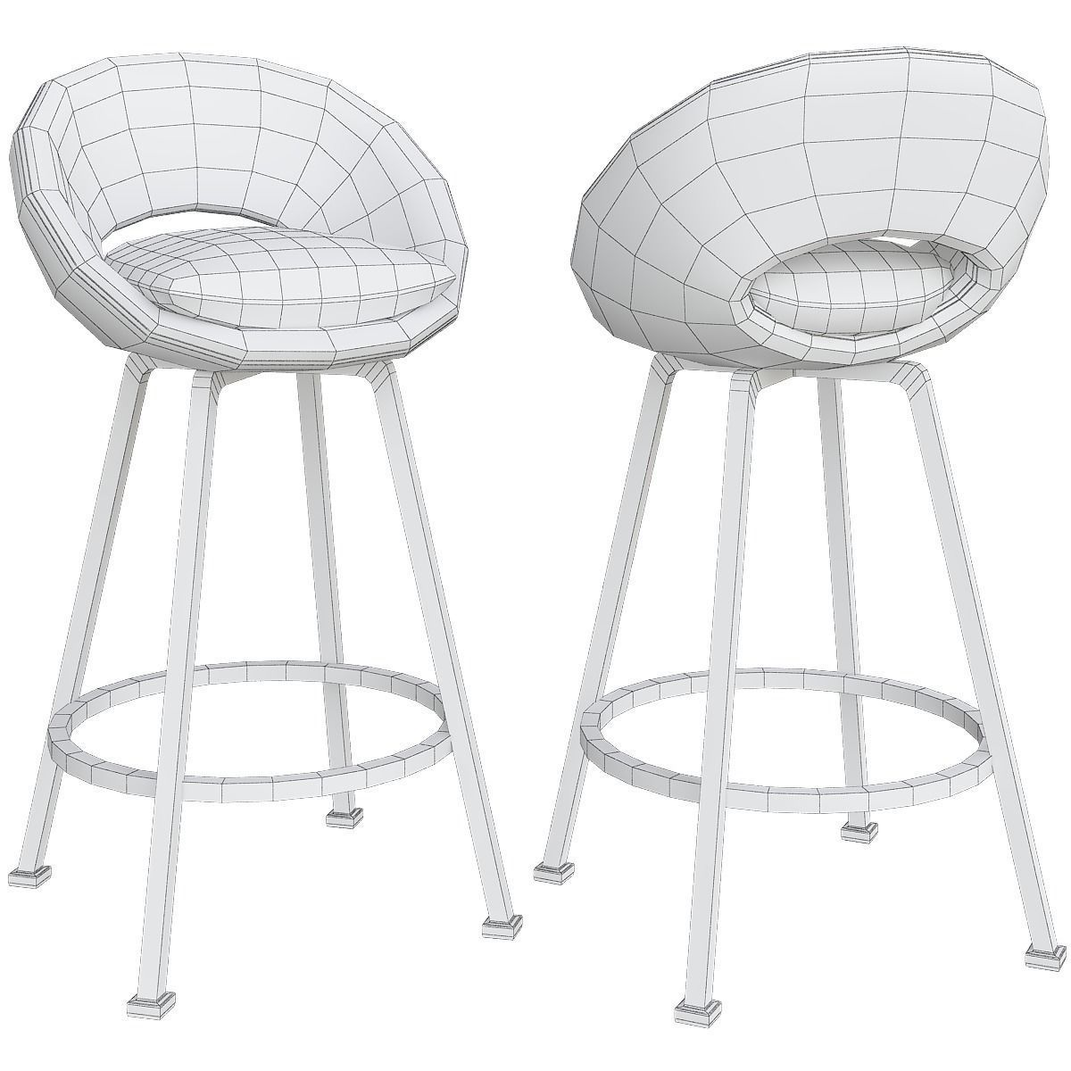 Orb Upholstered Bar Counter Stools 3d model Low-poly 3D model_1