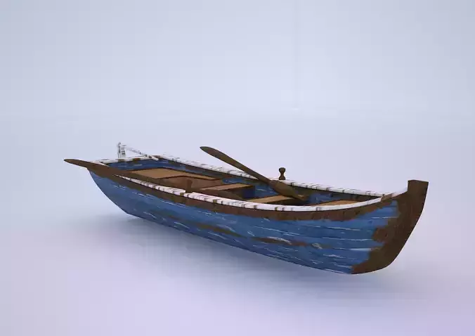 blue old boat model 3d