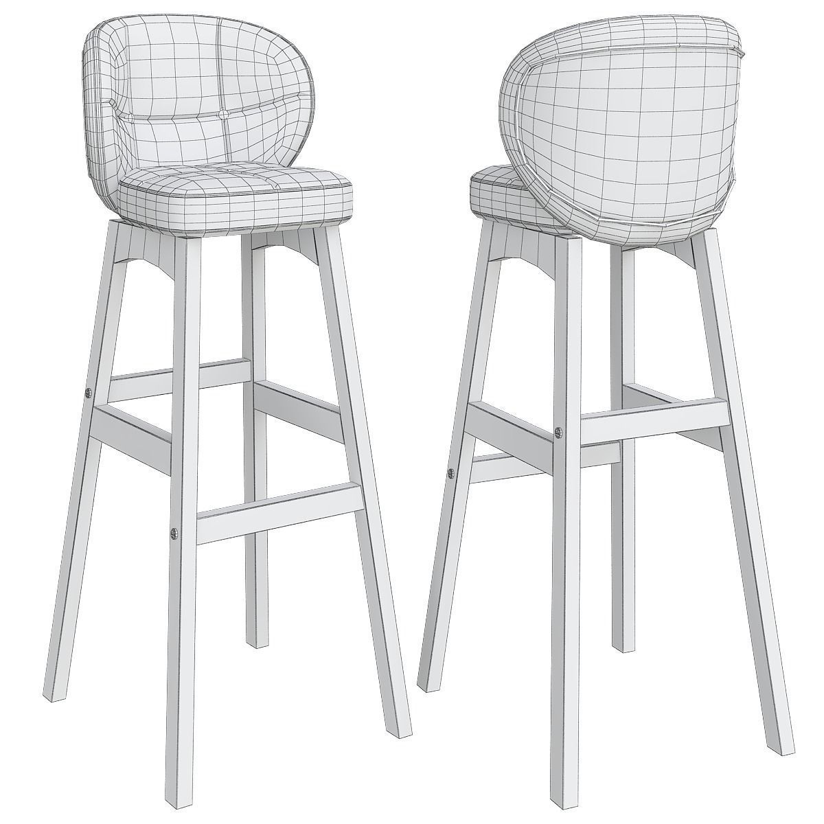 ZWJ- Bancos de Bar Taburete De Bar con Respaldo 3d model Low-poly 3D model_1