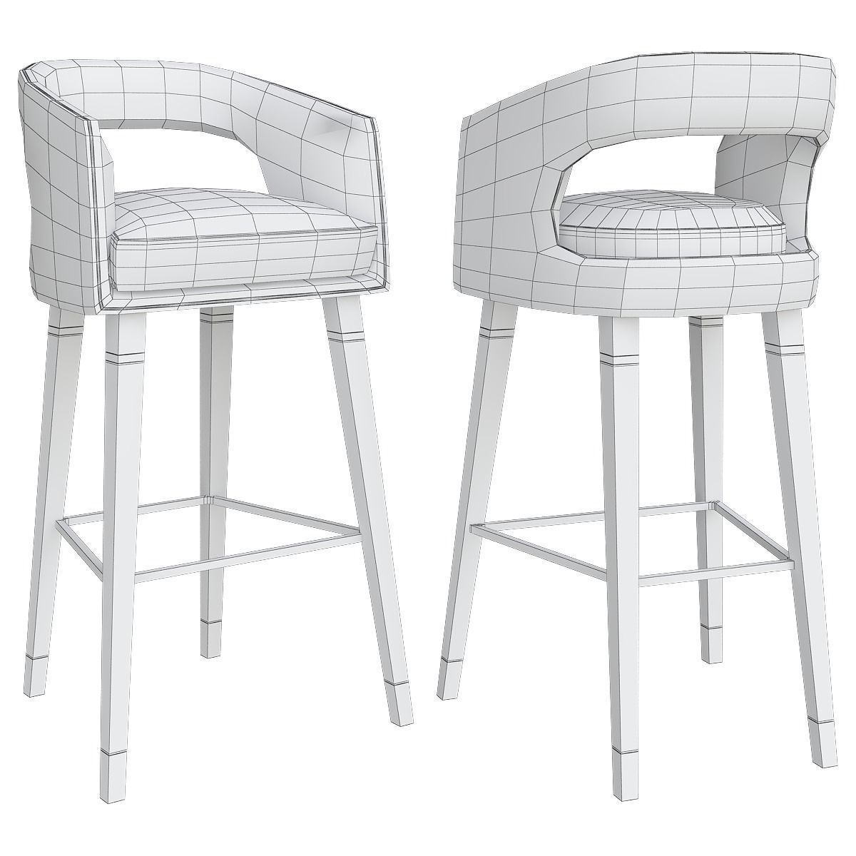 Ellen bar chair 3d model Low-poly 3D model_1