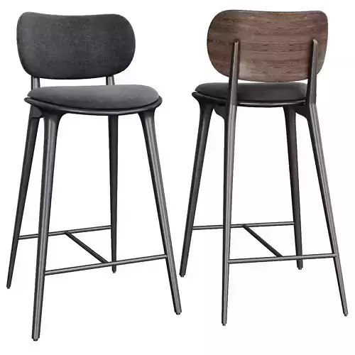 High Stool Backrest by Mater Design 3d model Low-poly 3D model