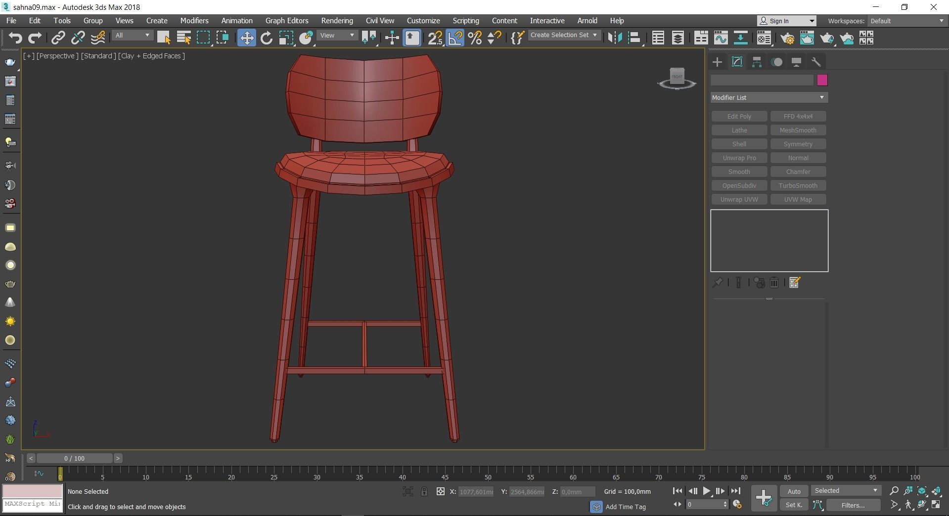 High Stool Backrest by Mater Design 3d model Low-poly 3D model_3
