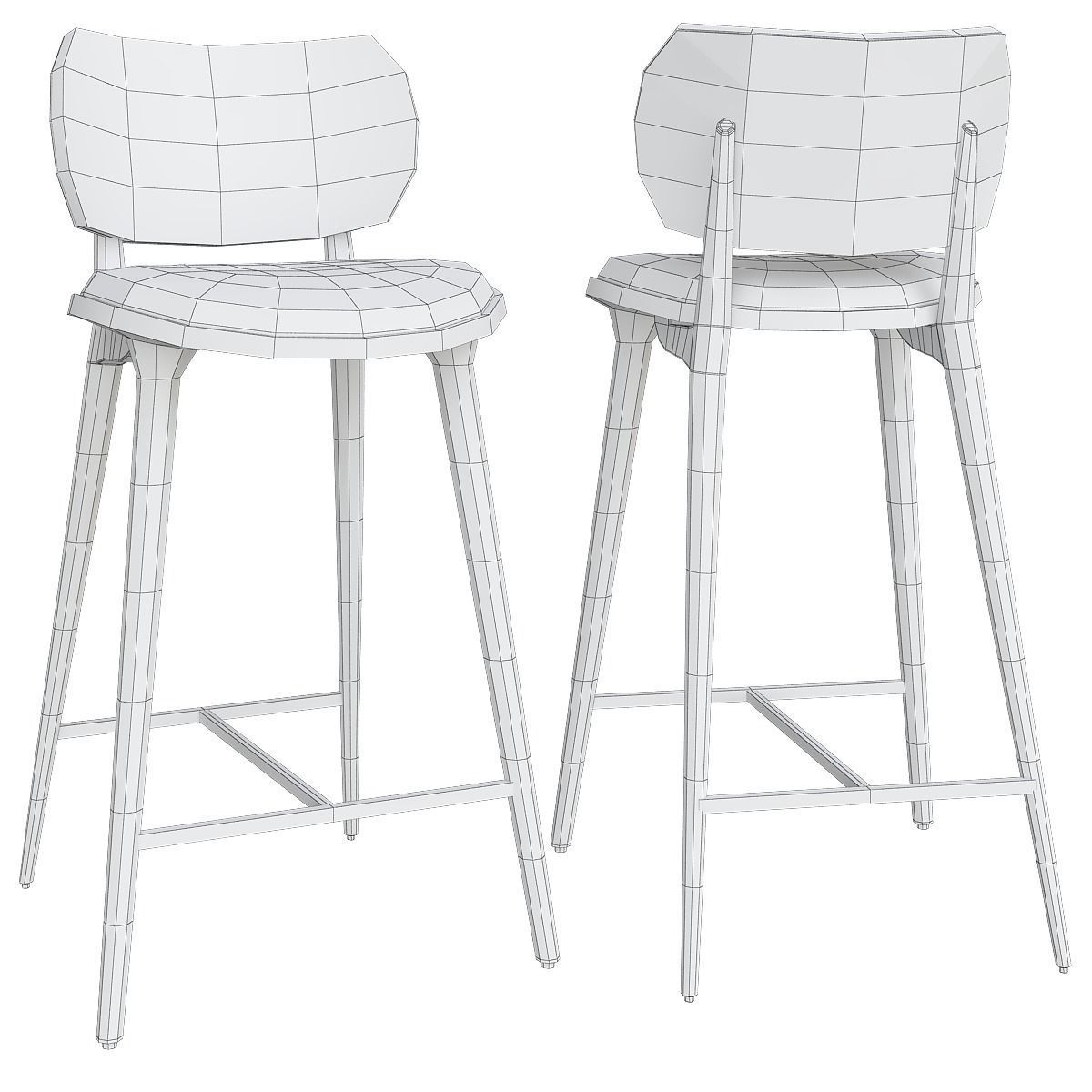 High Stool Backrest by Mater Design 3d model Low-poly 3D model_1