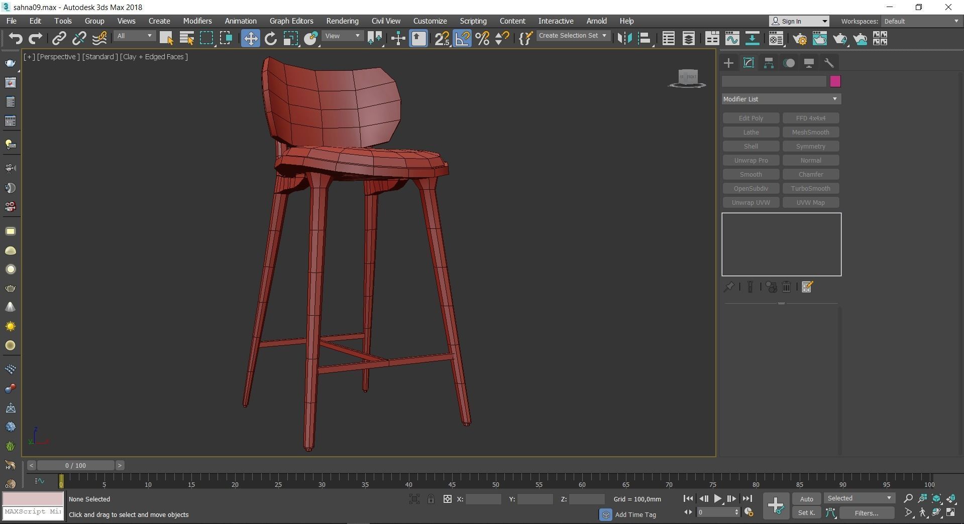 High Stool Backrest by Mater Design 3d model Low-poly 3D model_4