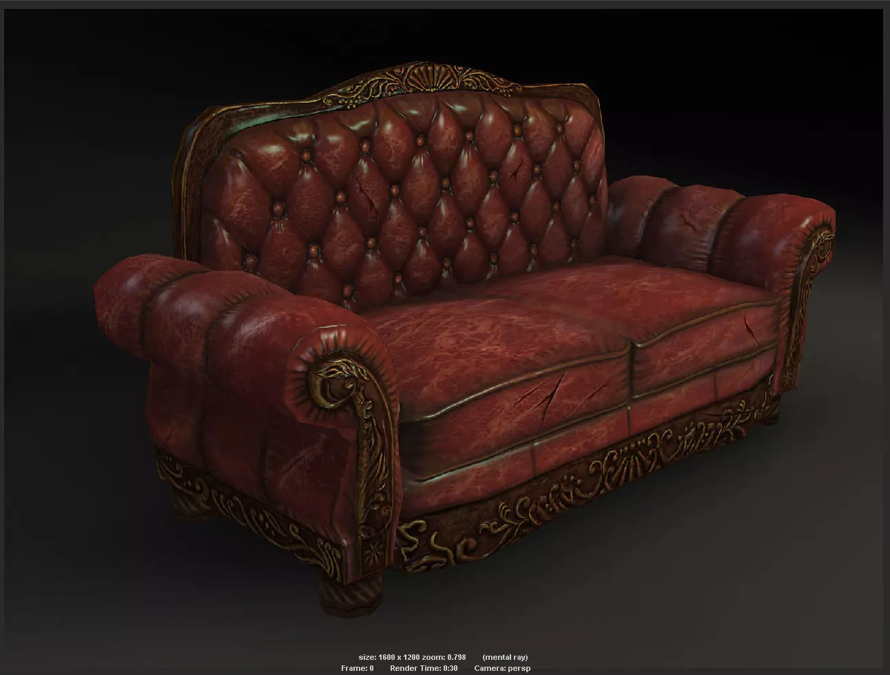 Antique Sofa game model Low-poly 3D model_0