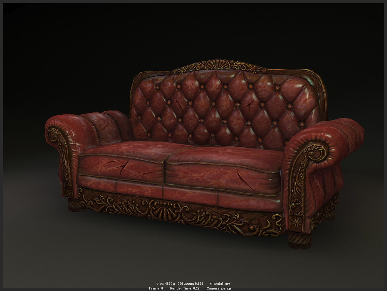 Antique Sofa game model Low-poly 3D model_2
