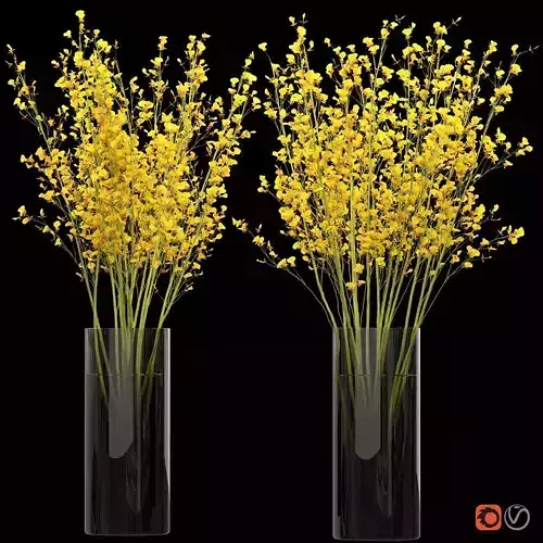 Big bouquet orchid oncidium in a modern vase