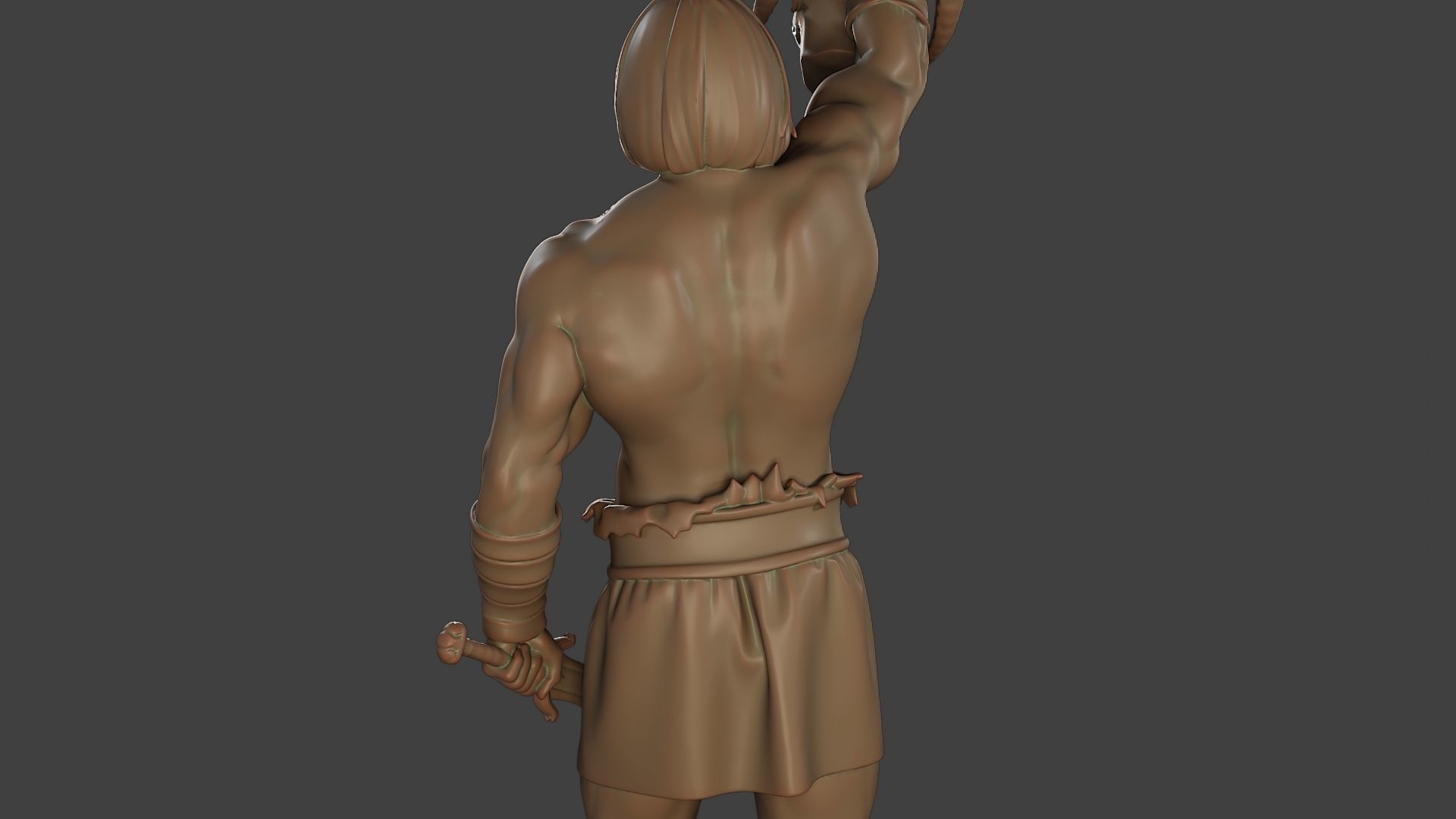 Male Barbarian 2HSword  Cut Head2 3D print model_21