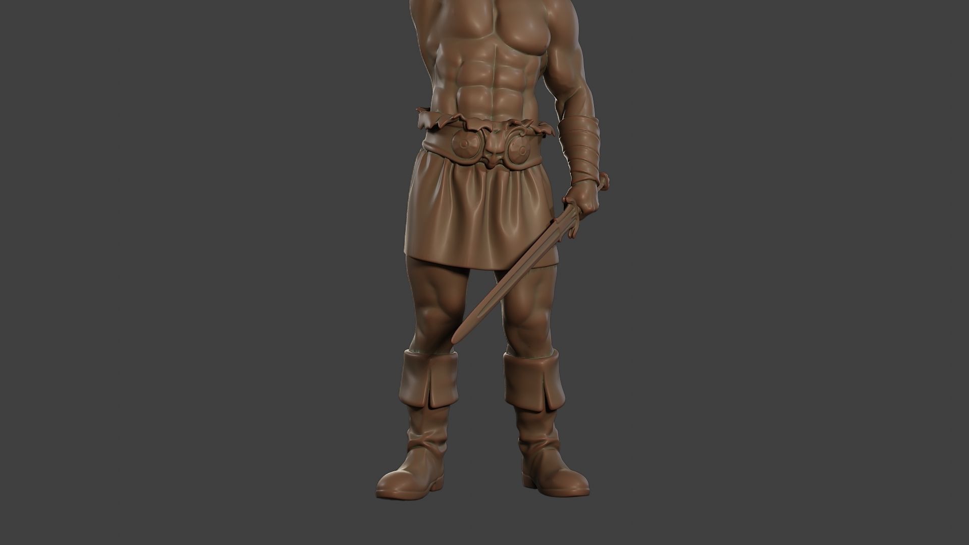 Male Barbarian 2HSword  Cut Head2 3D print model_28