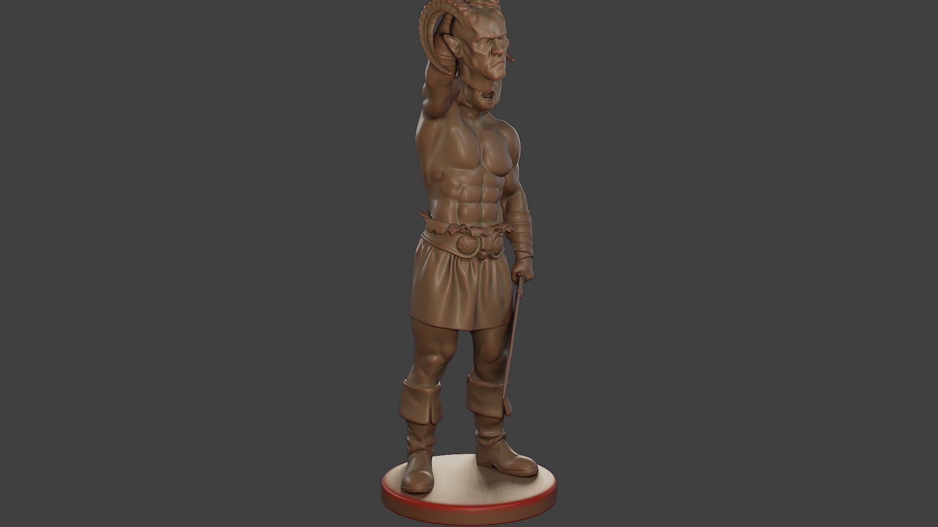 Male Barbarian 2HSword  Cut Head2 3D print model_10