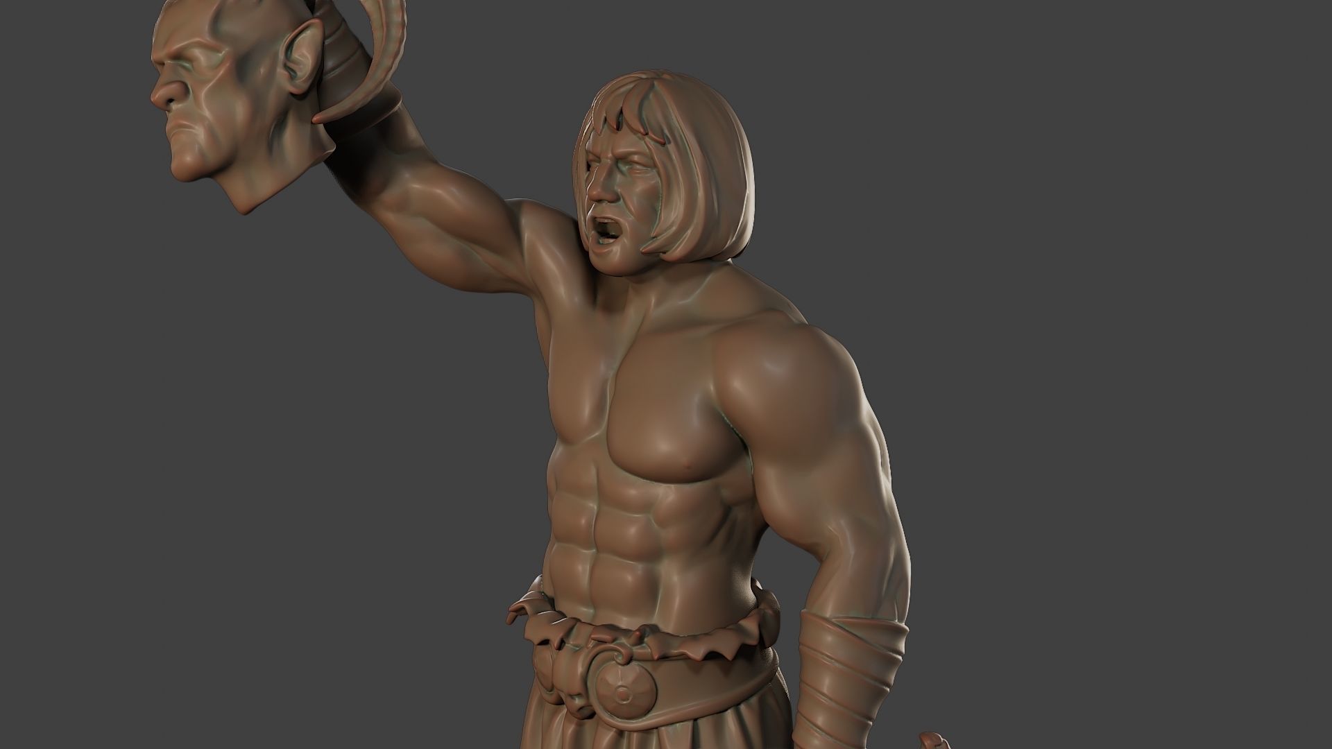 Male Barbarian 2HSword  Cut Head2 3D print model_18