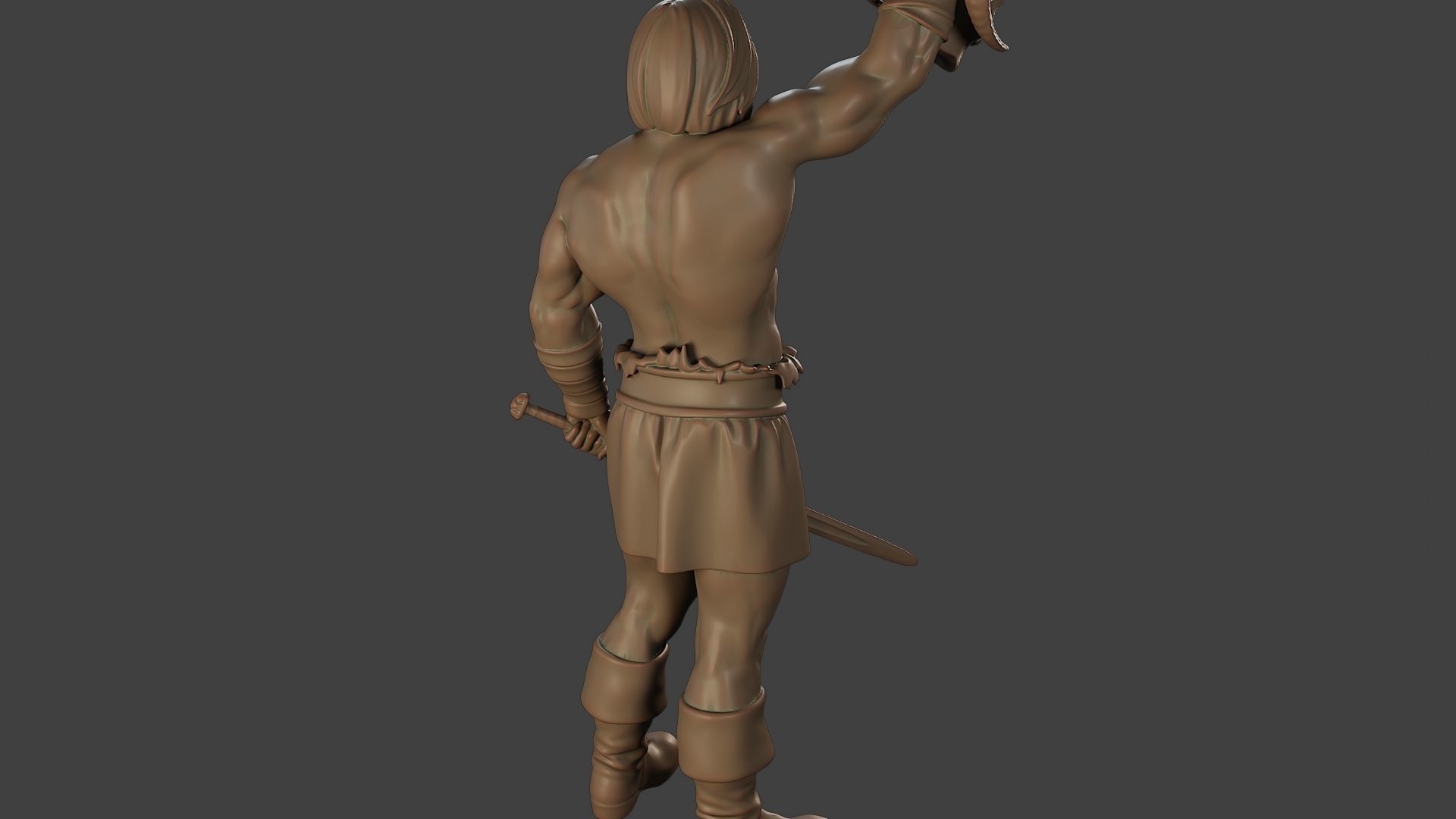 Male Barbarian 2HSword  Cut Head2 3D print model_24