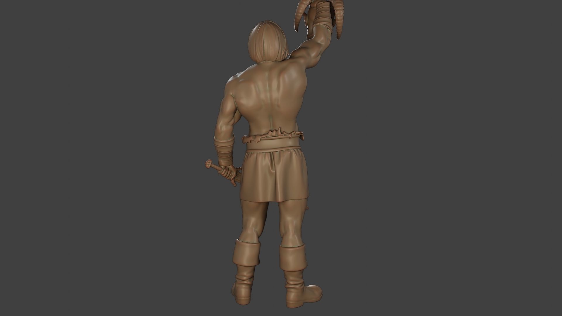 Male Barbarian 2HSword  Cut Head2 3D print model_25