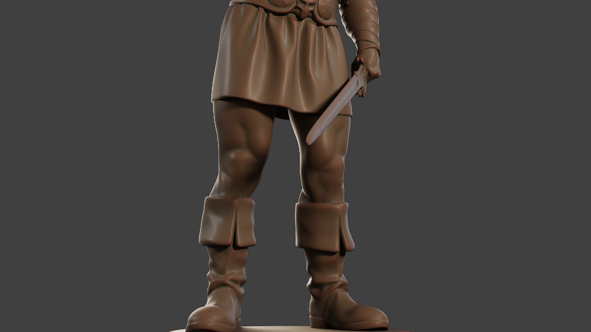 Male Barbarian 2HSword  Cut Head2 3D print model_13