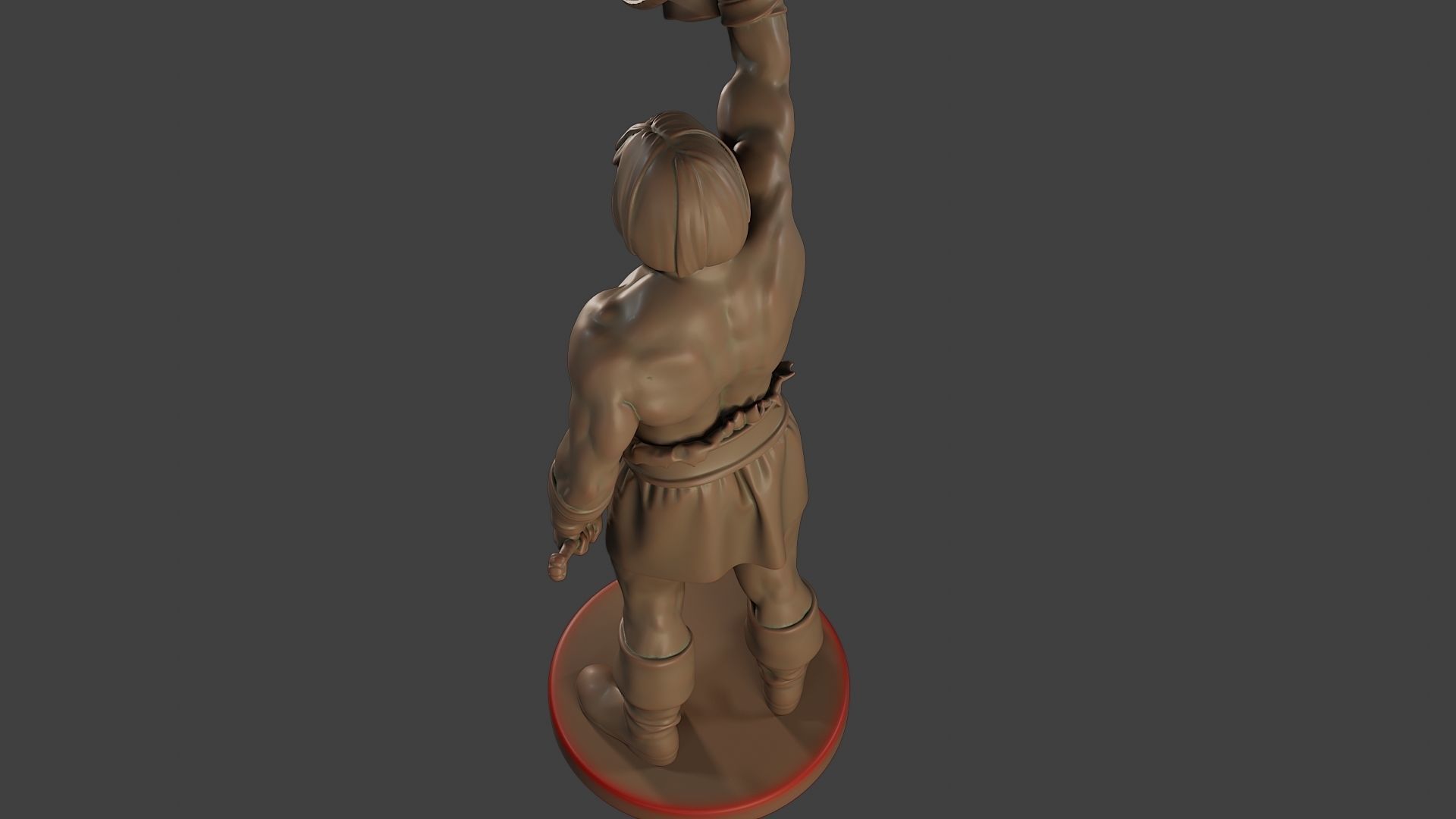 Male Barbarian 2HSword  Cut Head2 3D print model_15