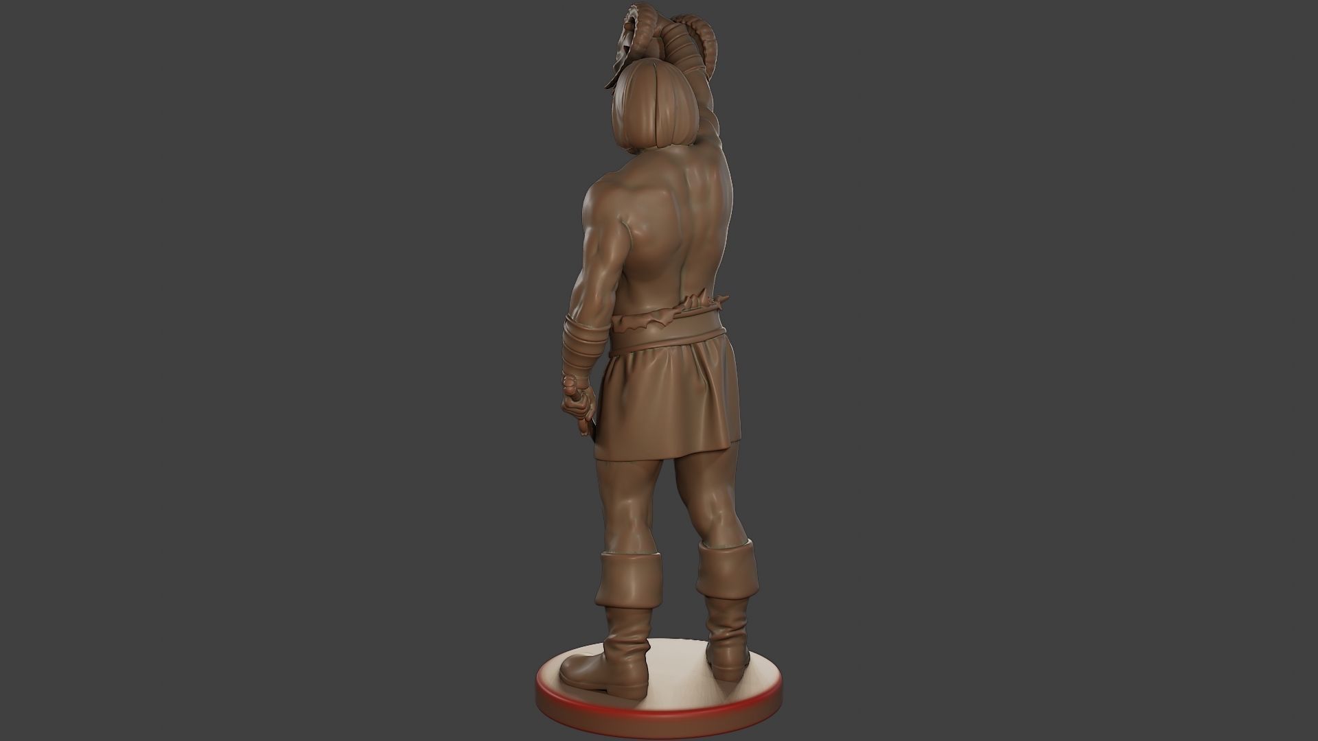 Male Barbarian 2HSword  Cut Head2 3D print model_5
