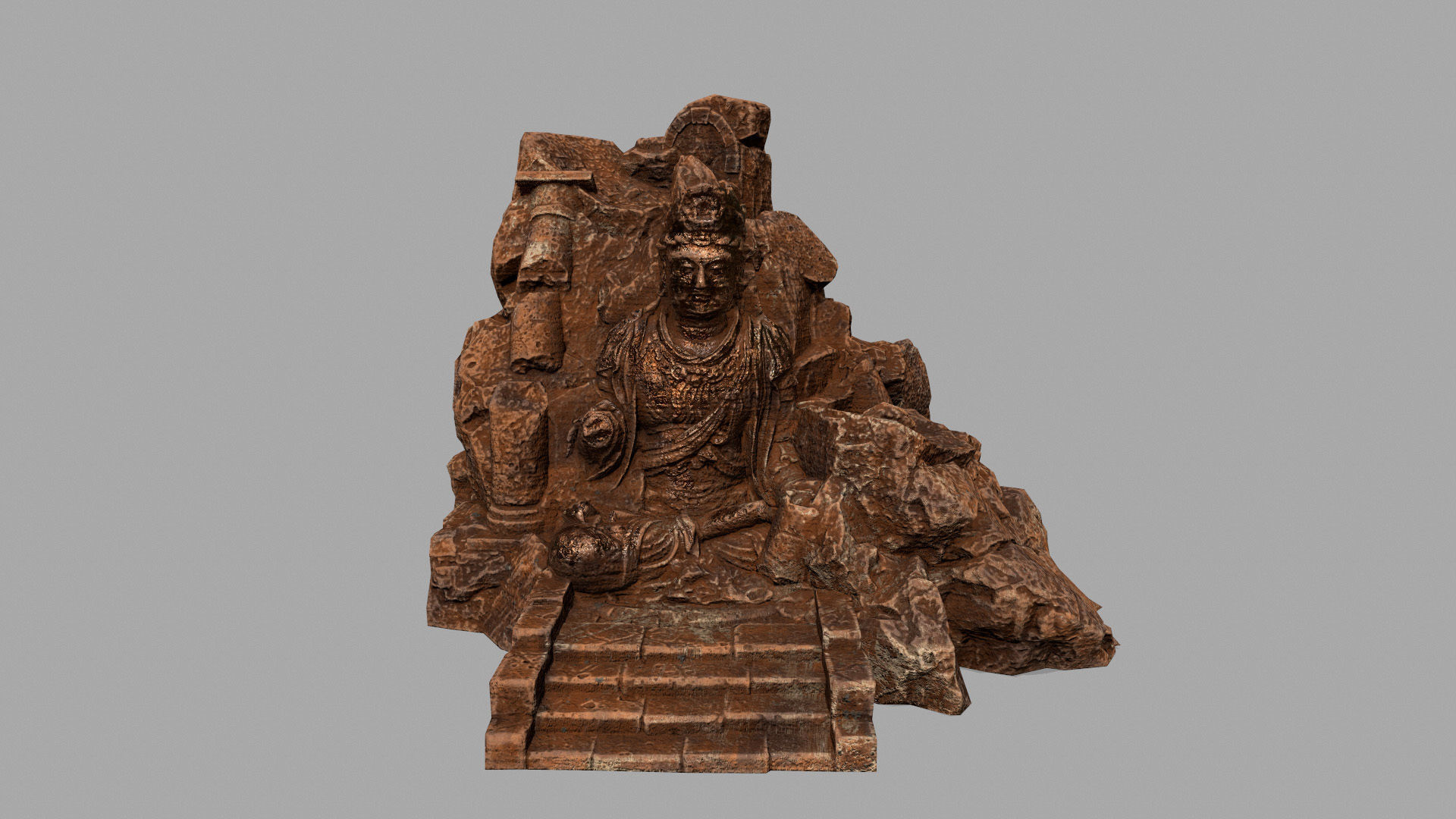 buda 5 hindu statue Low-poly 3D model_9