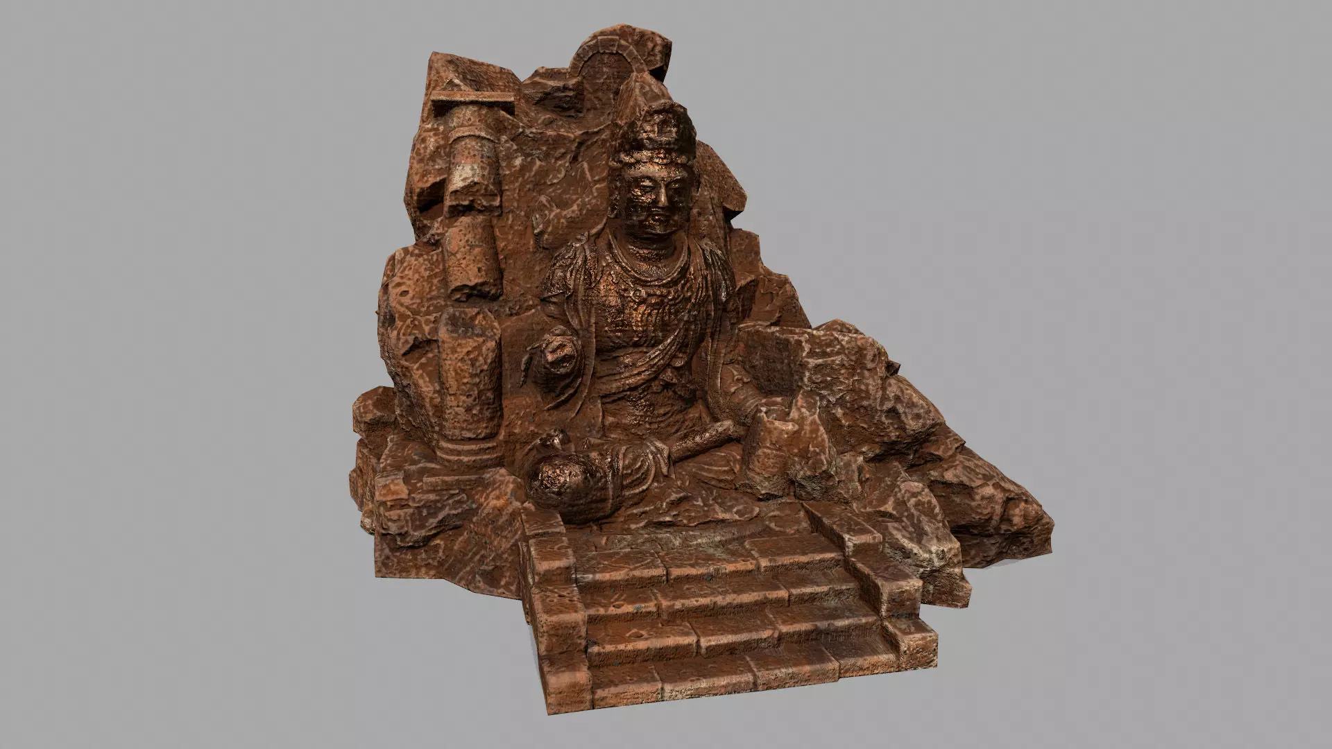 buda 5 hindu statue Low-poly 3D model_0