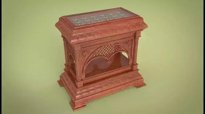3D modeling ornate wooden table with glass top