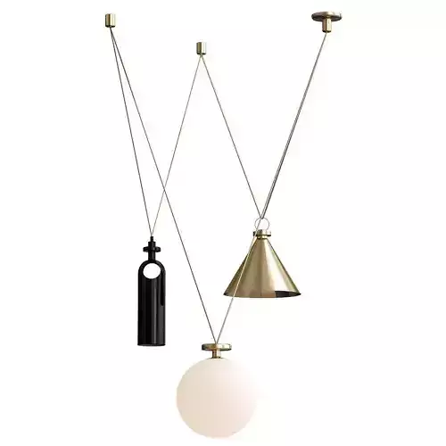 Shape Up 3 piece chandelier brushed brass von Roll Hill