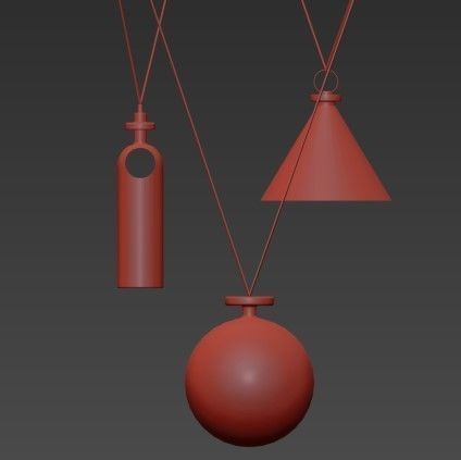 Shape Up 3 piece chandelier brushed brass von Roll Hill 3D model_4