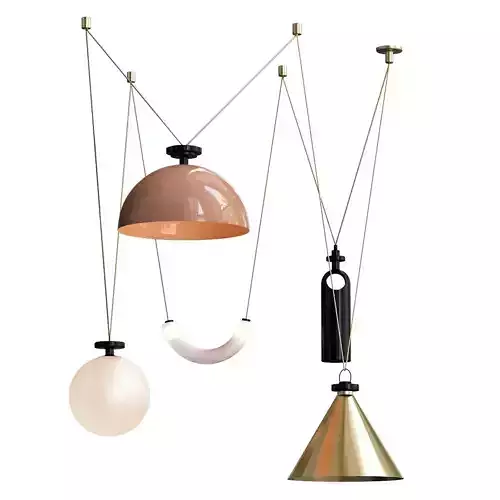 Shape Up 5 piece chandelier brushed brass  brushed copper von 