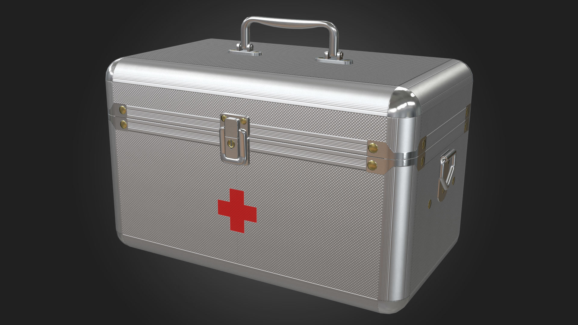 First Aid Kit Metal Box Low-poly 3D model_2