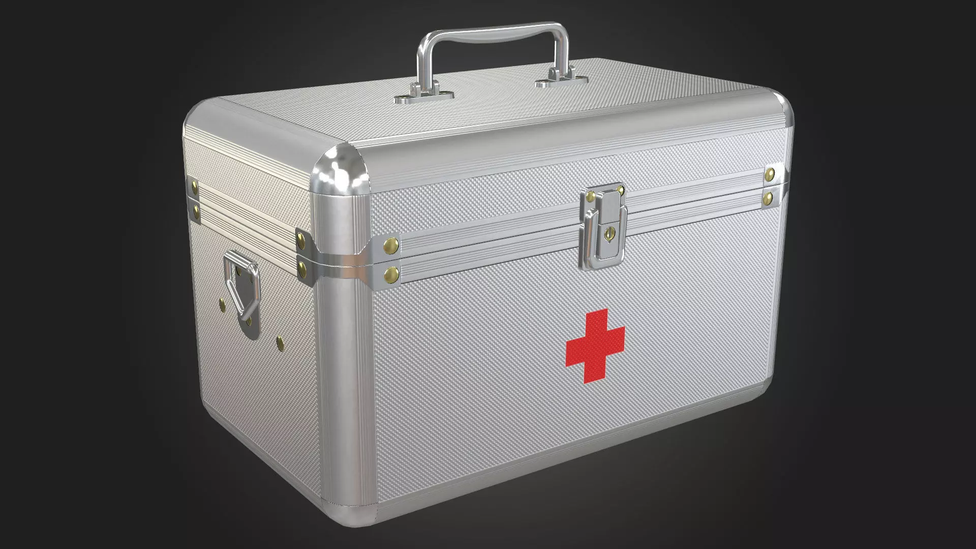 First Aid Kit Metal Box Low-poly 3D model_0