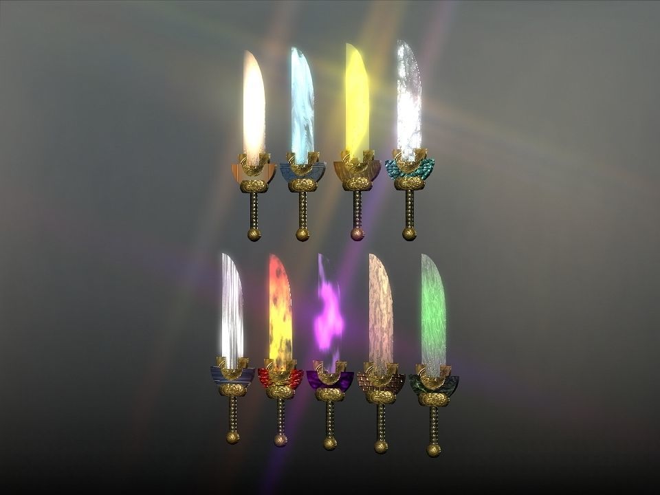 Elemental great swords collection Low-poly 3D model_23