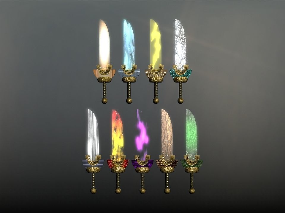 Elemental great swords collection Low-poly 3D model_12