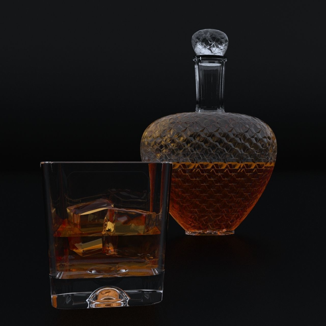 Viski and cigar 3D model_1