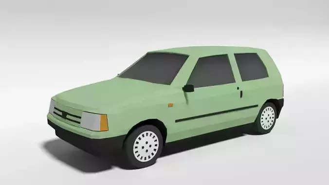 Low Poly Cartoon Fiat Uno 1983 Car