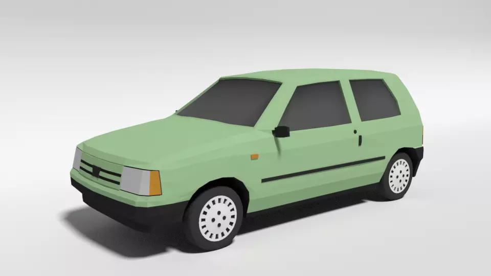Low Poly Cartoon Fiat Uno 1983 Car Low-poly 3D model